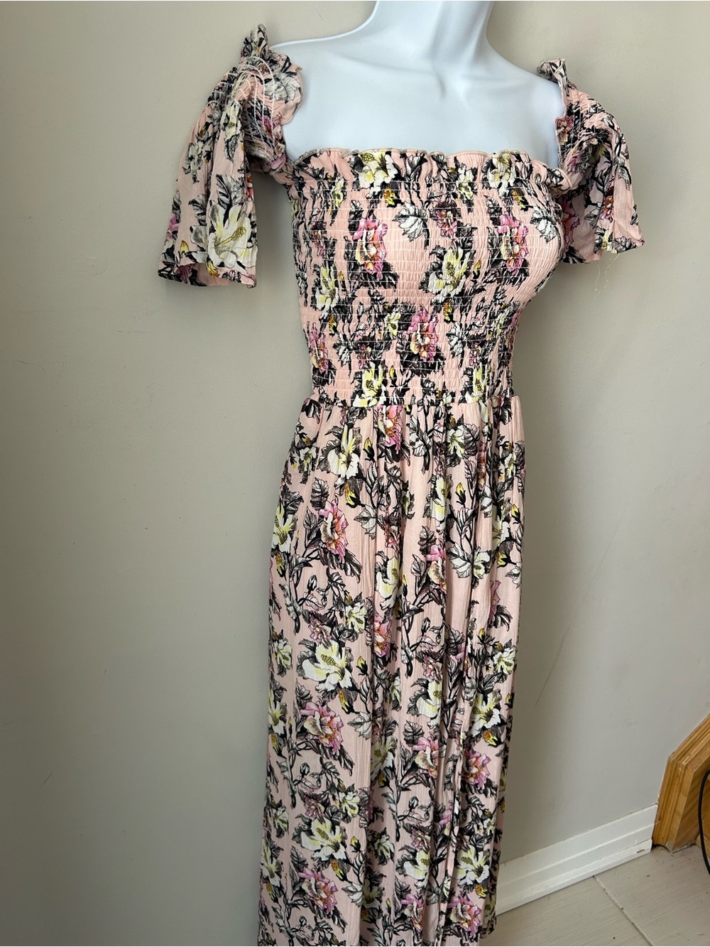 🟢 5 for $25 🟢 Streetwear Society Smocked Off-Shoulder Floral Maxi Fairycore - Picture 3 of 9